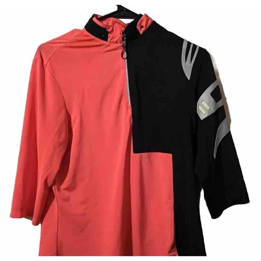 Jamie Sadock Women's Small 3/4 Sleeve Hot Pink Black Gray 1/4 Zip Golf Top